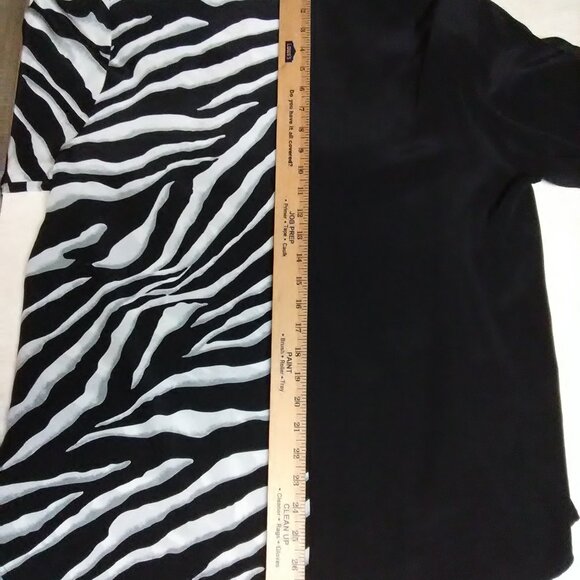 Vintage BOB MACKIE Wearable Art 100% SILK Black Zebra Shirt Large / L - Picture 7 of 14